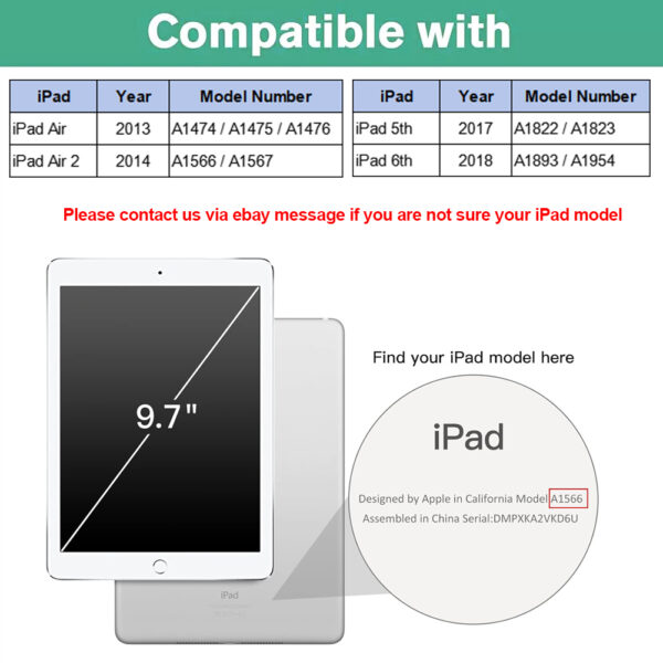 For iPad 5th 6th Air 1 Air 2 Case 9.7 inch 360 Degrees Rotating PU Leather Cover 360 - Image 2