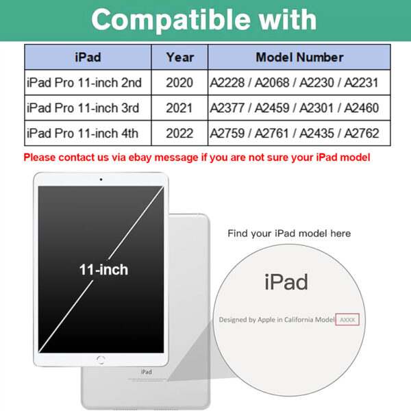 For iPad Pro 11 inch 2nd 2020 3rd 2021 4th 2022 Case 360 Degrees Rotating PU Leather Cover 360 - Image 2