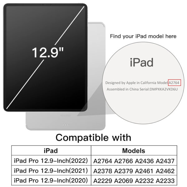 For iPad Pro 12.9 inch 4th 2020 5th 2021 6th 2022 Case 360 Degrees Rotating PU Leather Cover 360 - Image 2
