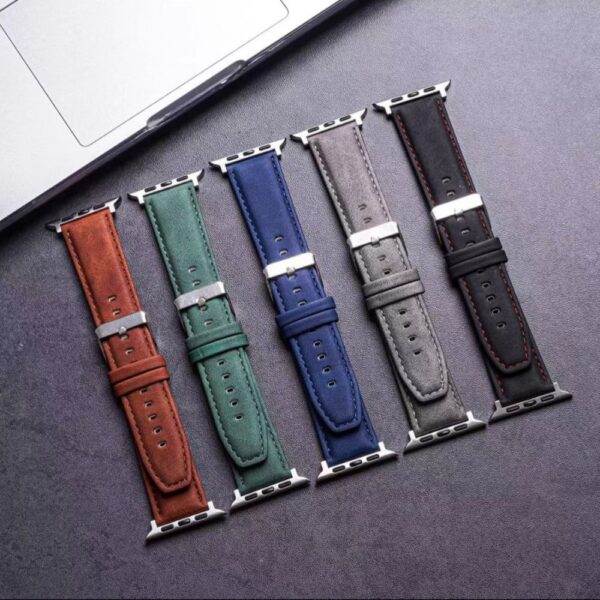 42mm 44mm 45mm PU Leather Replacemen Bands For Apple Watch Series - Image 2
