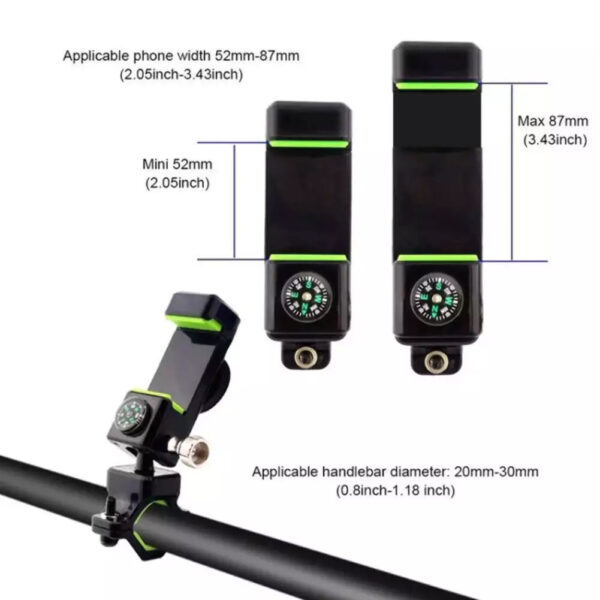 Phone Holder Handlebar Mount, for Motorcycle MTB Bike Bicycle GPS, with LED lights, BKMT02 - Image 3