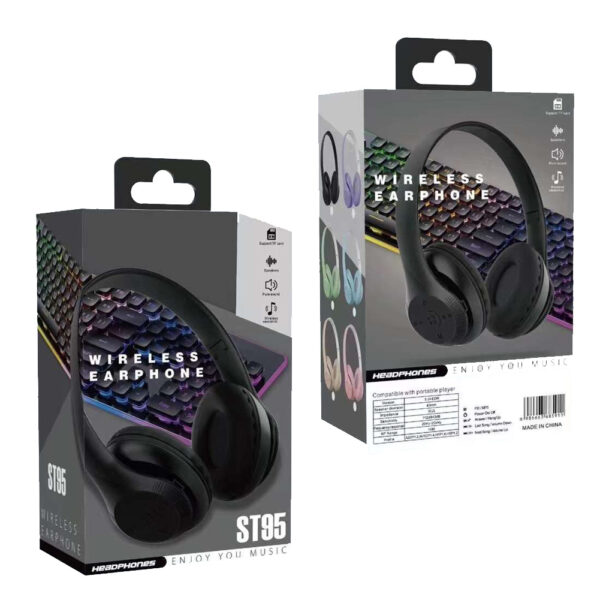 Wireless Bluetooth Headphones, Over Ear Foldable Gaming Headset, Built-in Microphone 1FM 1SD Card Slot, High-Fidelity Sound for Universal Cell Phone and Bluetooth Device - Image 3