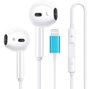 Wired Earbuds with Lighting Connector, In-Ear Headphones Earphones, Built-in Remote to Control Music/Phone Calls/Volume, Stereo NoiseIsolating