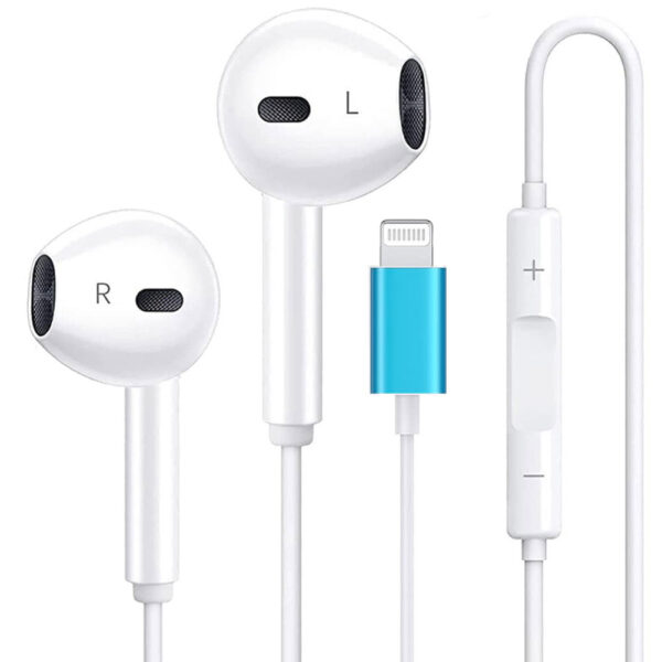 Wired Earbuds with Lighting Connector, In-Ear Headphones Earphones, Built-in Remote to Control Music/Phone Calls/Volume, Stereo NoiseIsolating