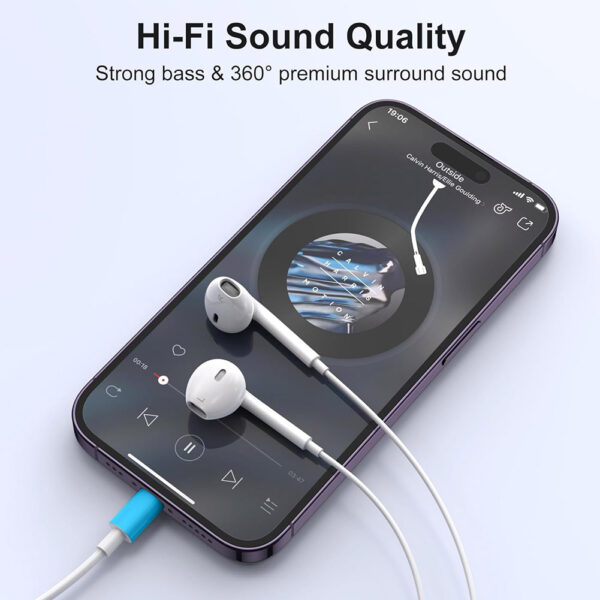 Wired Earbuds with Lighting Connector, In-Ear Headphones Earphones, Built-in Remote to Control Music/Phone Calls/Volume, Stereo NoiseIsolating - Image 2