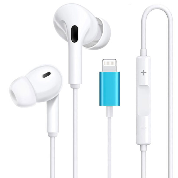 Wired Earbuds with Lighting Connector, In-Ear Headphones Earphones, Built-in Remote to Control Music/Phone Calls/Volume, Noise Canceling