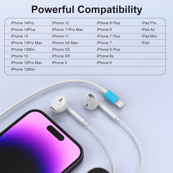 Wired Earbuds with Lighting Connector, In-Ear Headphones Earphones, Built-in Remote to Control Music/Phone Calls/Volume, Noise Canceling - Image 7