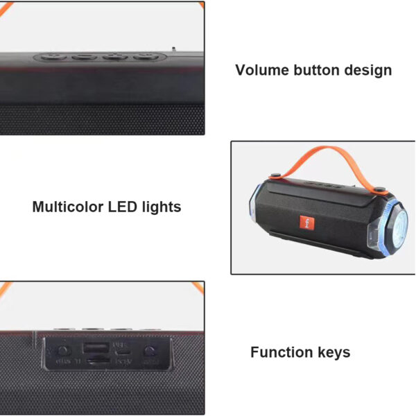 Portable Bluetooth Speakers, RGB Lights, without Kalack and Microphone, JR11 - Image 4