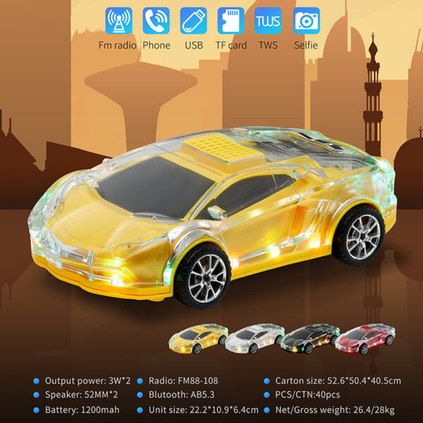 Portable Bluetooth Wireless Speakers, Fashion Cool Car Style, RGB Lights, without Kalack and Microphone, MLL63 - Image 2