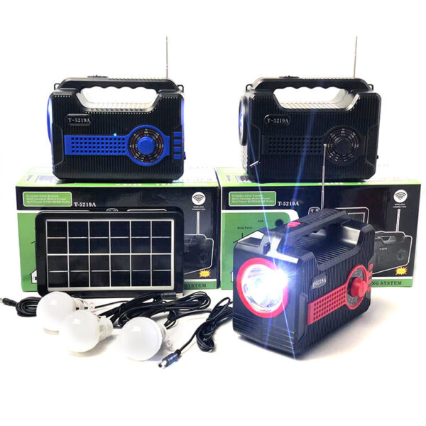 Portable Solar Radio Speaker with Bluetooth 1FM 1AM 1SW 1USB 1TF Port, External Antenna Flashlight, T5219 - Image 3