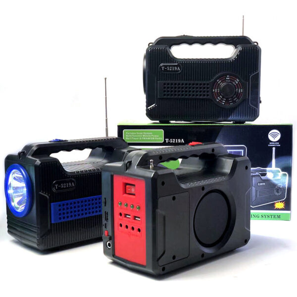 Portable Solar Radio Speaker with Bluetooth 1FM 1AM 1SW 1USB 1TF Port, External Antenna Flashlight, T5219 - Image 4