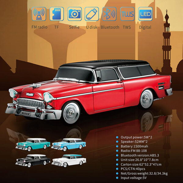 Portable Bluetooth Wireless Speakers, Fashion Cool Car Style, RGB Lights, without Kalack and Microphone, WS1955 - Image 2