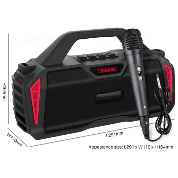 Portable Outdoor Bluetooth Wireless Speakers, with Microphone Boombox, Support FM Radio TF Card USB AUX, 6011M - Image 2