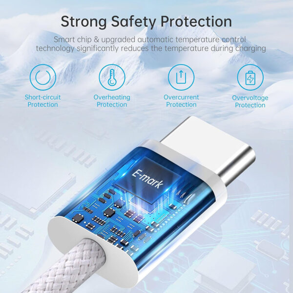 3.3ft / 1m USB-C to USB-C Fast Charger Cable Type C Data Sync Cotton Braided Cord A Grade - Image 3