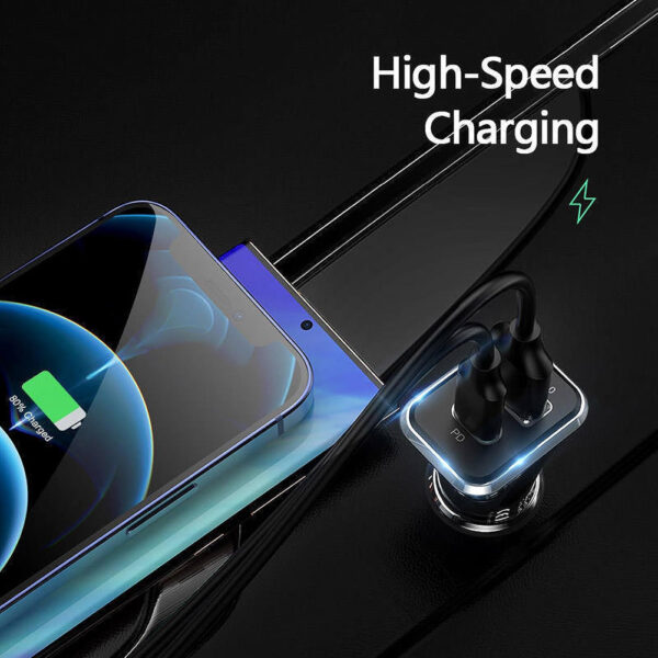 Car Charger Automobile Cigarette Adaptor, Dual Port USB-C PD 20W + USB-A QC 3.0 Fast Charging - Image 4