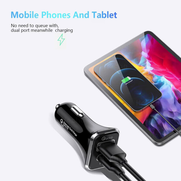 Car Charger Automobile Cigarette Adaptor, Dual Port USB-C PD 20W + USB-A QC 3.0 Fast Charging - Image 6