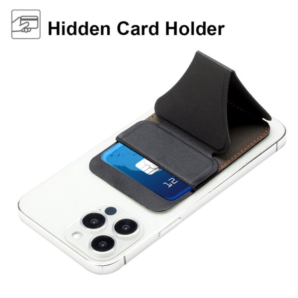 Cell Phone Stick-on ID Credit Card Holder with Stand Wallet Sleeve Pouch - Image 2