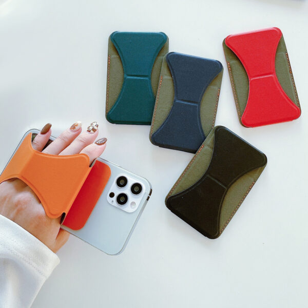 Cell Phone Stick-on ID Credit Card Holder with Stand Wallet Sleeve Pouch - Image 4
