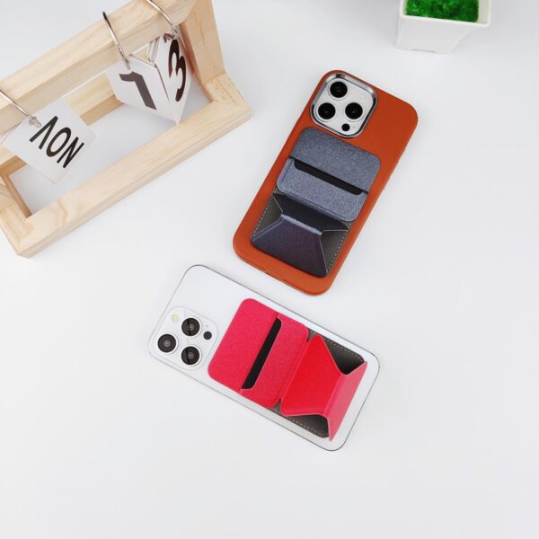 Cell Phone Stick-on ID Credit Card Holder with Stand Wallet Sleeve Pouch - Image 6