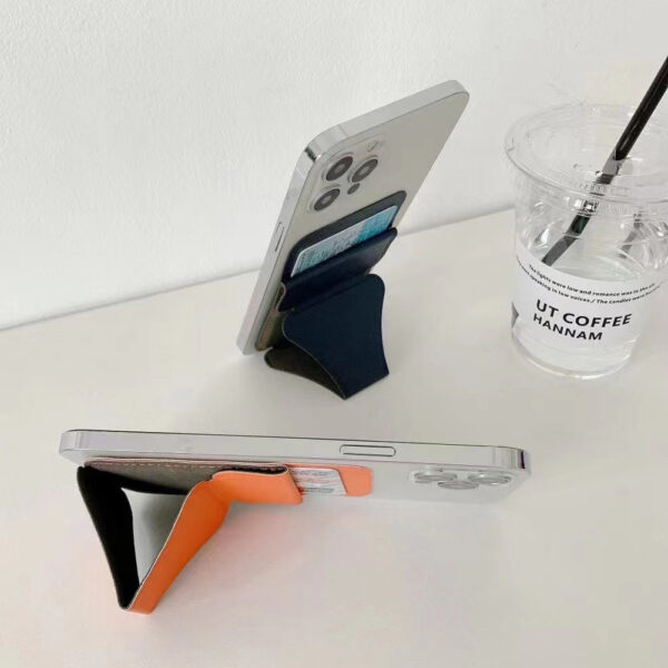 Cell Phone Stick-on ID Credit Card Holder with Stand Wallet Sleeve Pouch - Image 7