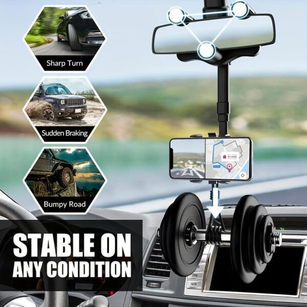 Car Phone Holder Mount, Multifunctional for Car Rearview Mirror / Desk Stand CHD14-MIR01 - Image 9
