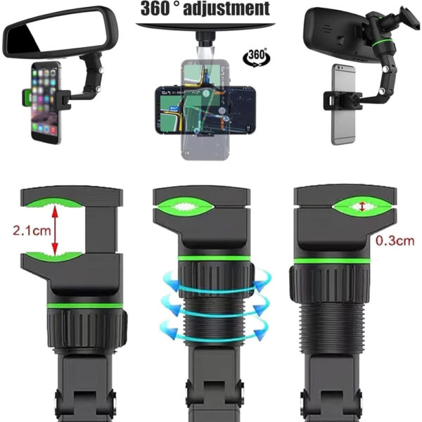 Car Phone Holder Mount, Multifunctional for Car Rearview Mirror / Desk Stand CHD14-MIR02 - Image 4