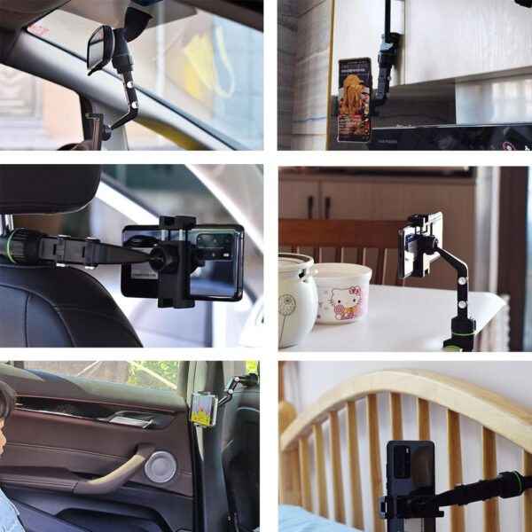 Car Phone Holder Mount, Multifunctional for Car Rearview Mirror / Desk Stand CHD14-MIR02 - Image 6