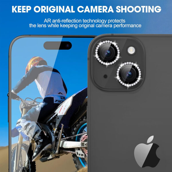 For iPhone 13 Bling Rhinestones Camera Lens Tempered Glass Screen Protector CMA001 - Image 6