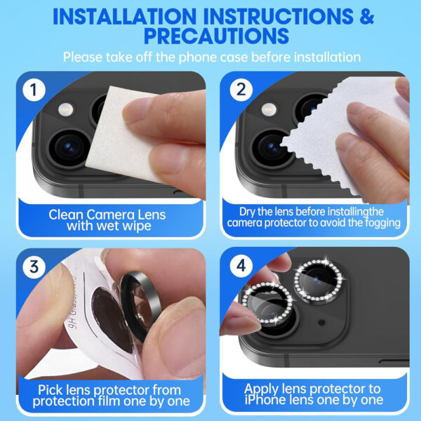 For iPhone 13 Bling Rhinestones Camera Lens Tempered Glass Screen Protector CMA001 - Image 8