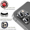 For iPhone 15 Pro Max Bling Rhinestones Camera Lens Tempered Glass Screen Protector CMA001 - Image 4