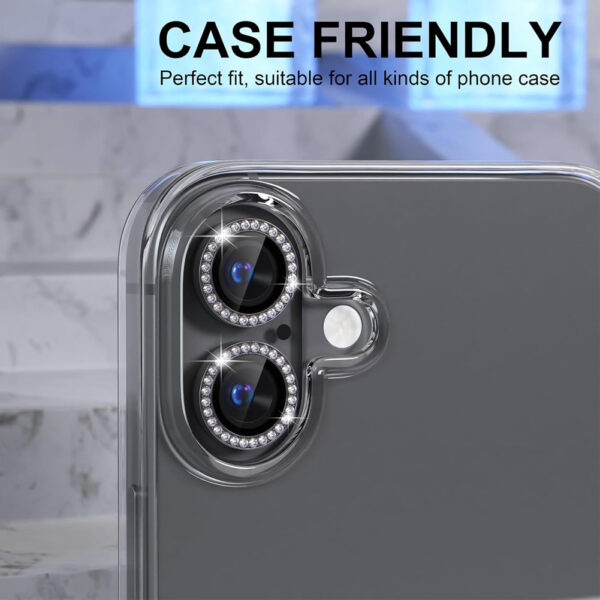 For iPhone 16 Bling Rhinestones Camera Lens Tempered Glass Screen Protector - Image 6