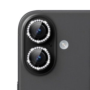 For iPhone 16 Plus Bling Rhinestones Camera Lens Tempered Glass Screen Protector