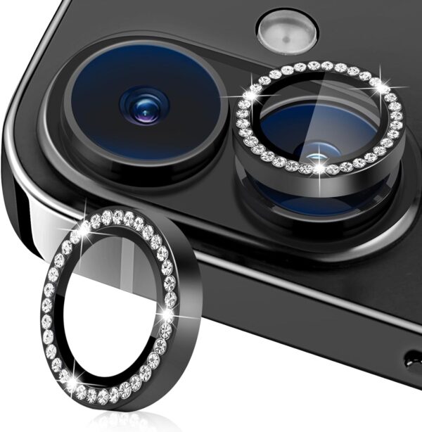 For iPhone 16 Plus Bling Rhinestones Camera Lens Tempered Glass Screen Protector - Image 3