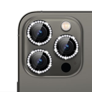 For iPhone 16 Pro Max Bling Rhinestones Camera Lens Tempered Glass Screen Protector CMA001