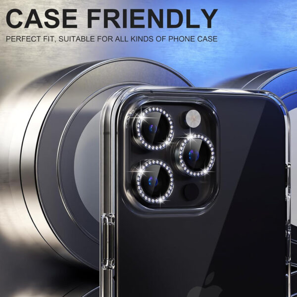 For iPhone 16 Pro Bling Rhinestones Camera Lens Tempered Glass Screen Protector CMA001 - Image 7