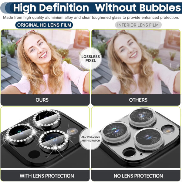 For iPhone 16 Pro Bling Rhinestones Camera Lens Tempered Glass Screen Protector CMA001 - Image 8