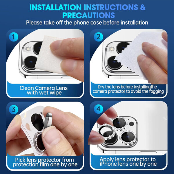 For iPhone 16 Pro Bling Rhinestones Camera Lens Tempered Glass Screen Protector CMA001 - Image 9