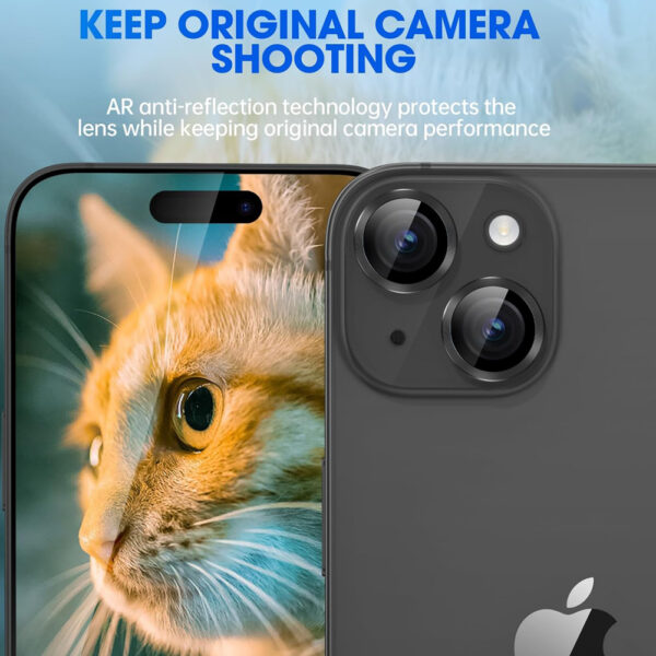 For iPhone 15 Plus Metal Ring Camera Lens Tempered Glass Screen Protector CMA002 - Image 5