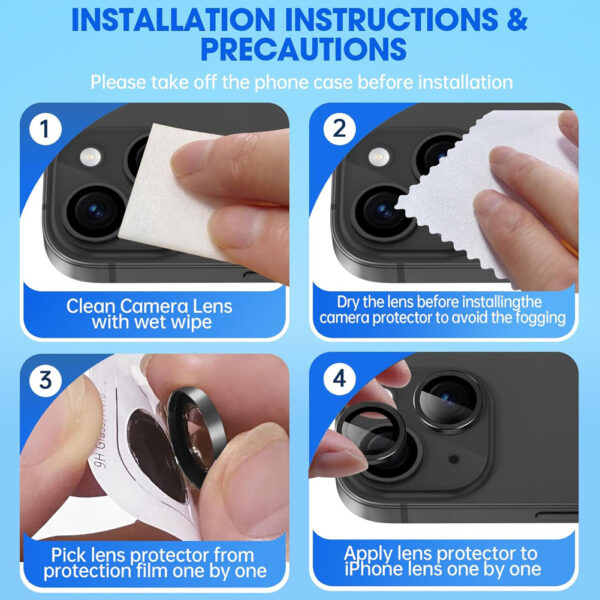 For iPhone 15 Plus Metal Ring Camera Lens Tempered Glass Screen Protector CMA002 - Image 8