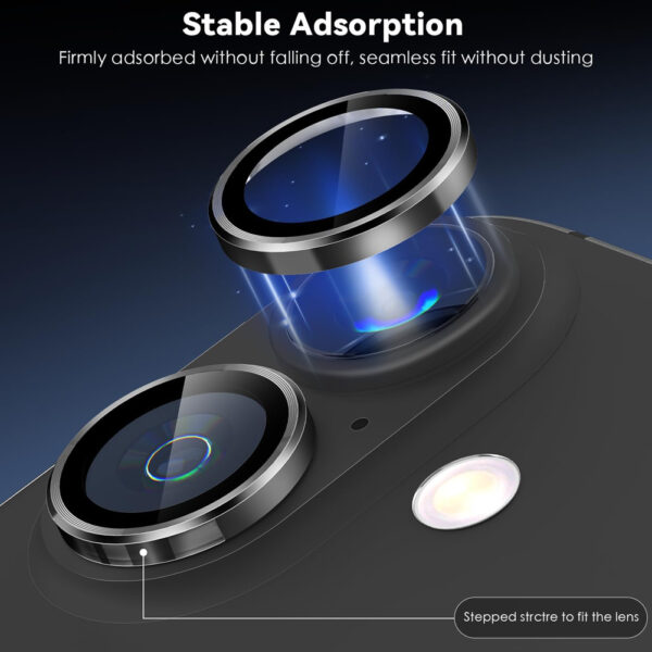 For iPhone 16 Plus Metal Ring Camera Lens Tempered Glass Screen Protector CMA002 - Image 4