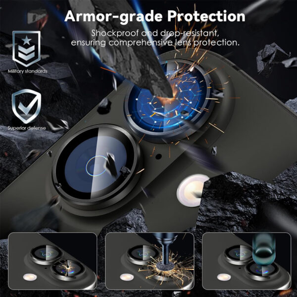 For iPhone 16 Plus Metal Ring Camera Lens Tempered Glass Screen Protector CMA002 - Image 5