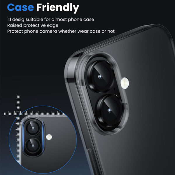 For iPhone 16 Plus Metal Ring Camera Lens Tempered Glass Screen Protector CMA002 - Image 6