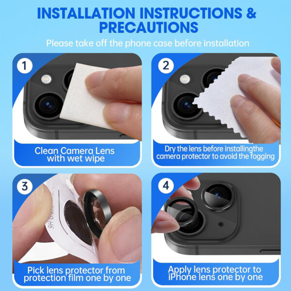 For iPhone 16 Plus Metal Ring Camera Lens Tempered Glass Screen Protector CMA002 - Image 9