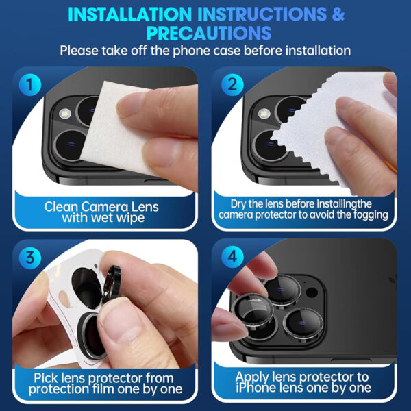 For iPhone 16 Pro Max Metal Ring Camera Lens Tempered Glass Screen Protector CMA002 - Image 8