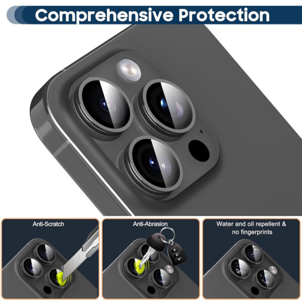 For iPhone 16 Pro Metal Ring Camera Lens Tempered Glass Screen Protector CMA002 - Image 4