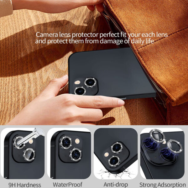 For iPhone 13 Glitter Sparkle Tempered Glass Camera Lens Protector CMA003 - Image 5
