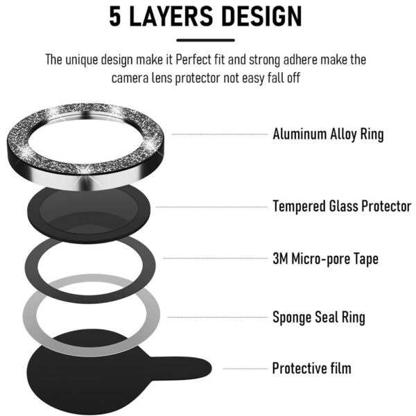 For iPhone 13 Pro Glitter Sparkle Tempered Glass Camera Lens Protector CMA003 - Image 3