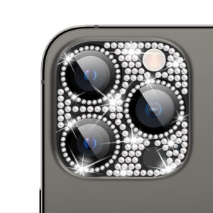 For iPhone 12 Pro Max Bling Rhinestones Camera Cover Lens Tempered Glass Screen Protector
