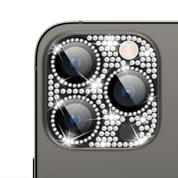 For iPhone 12 Pro Max Bling Rhinestones Camera Cover Lens Tempered Glass Screen Protector