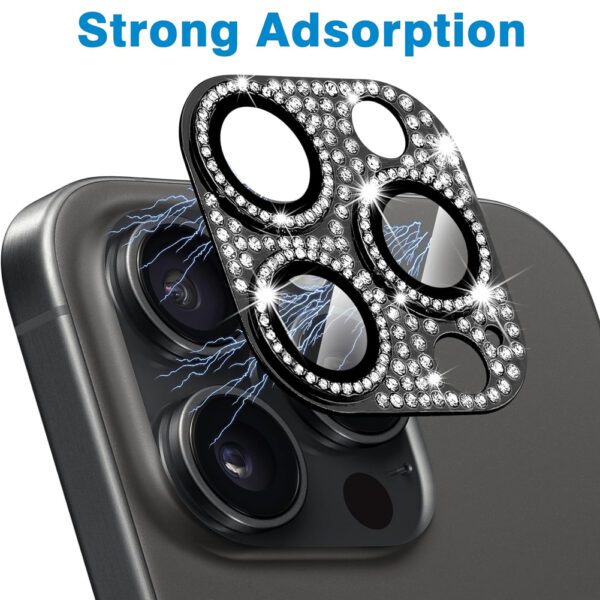 For iPhone 12 Pro Max Bling Rhinestones Camera Cover Lens Tempered Glass Screen Protector - Image 5